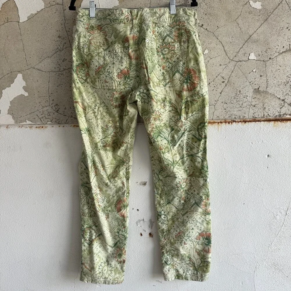 Anthropologie Pilcro Pants Green Floral Print‎ Low Rise The Wanderer Garden 29